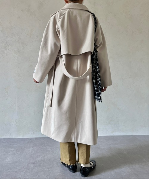 CPCM(シーピーシーエム)の「ケープ付スタンドネック軽量メルトンコート(ステンカラーコート・レディース・カーキ/アイボリー/オレンジ/ブラック・FREE)」の22枚目の写真