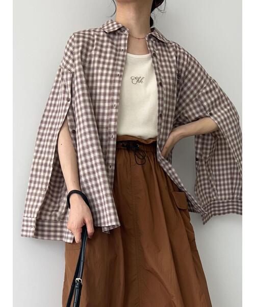 ehka sopo（エヘカソポ）の「柄アソートデザイン袖シャツ（シャツ/ブラウス・レディース・ブルー/ブラウン/サックスブルー・F）」の2枚目の写真