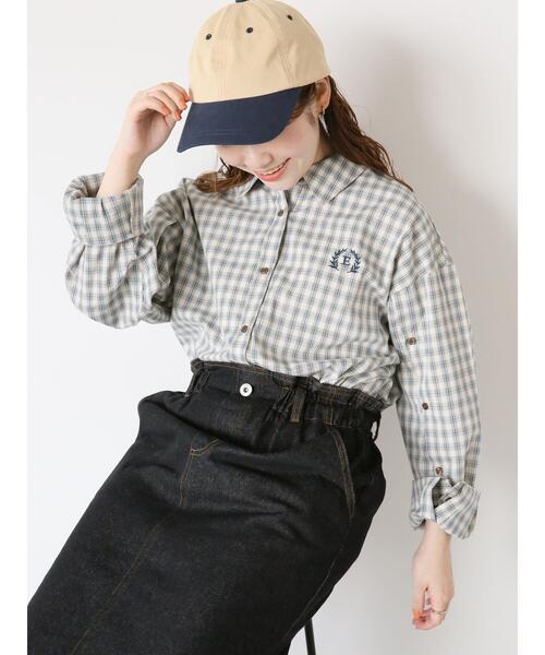 ehka sopo（エヘカソポ）の「柄アソートデザイン袖シャツ（シャツ/ブラウス・レディース・ブルー/ブラウン/サックスブルー・F）」の8枚目の写真