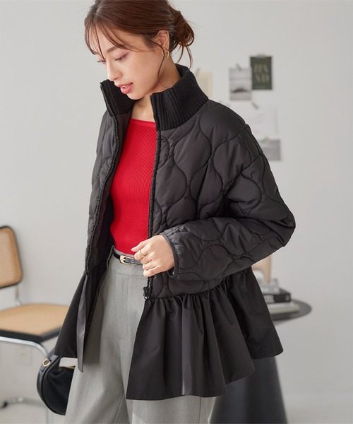 ペプラムキルティング中綿ブルゾンコート（ブルゾン）｜KOBE