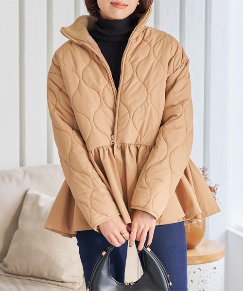 ペプラムキルティング中綿ブルゾンコート（ブルゾン）｜KOBE LETTUCE