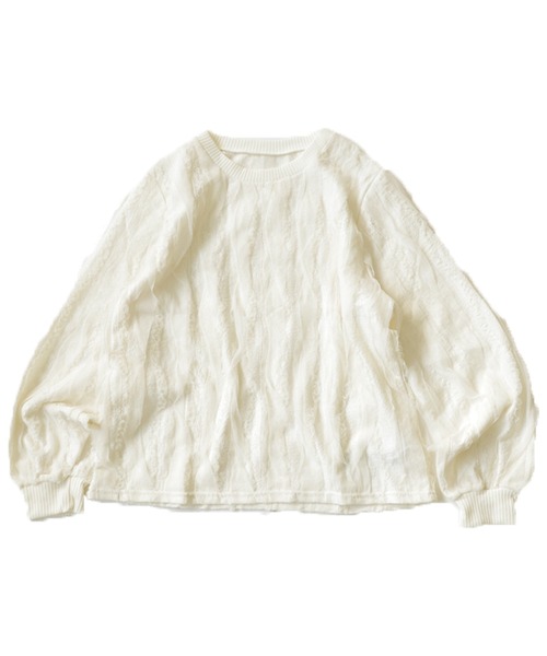 antiqua(アンティカ)の「レースチュールトップス(Tシャツ/カットソー・レディース・ブラック/ホワイト・FREE)」の18枚目の写真