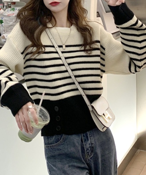 Dewlily（デューリリー）の「ボーダーニット（ニット/セーター・レディース・ホワイト/ブラック・FREE）」の13枚目の写真