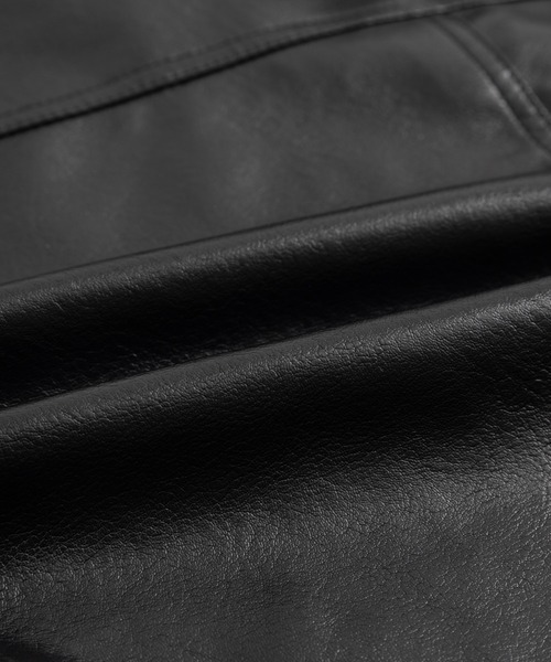 Rocky Monroe（ロッキーモンロー）の「オーバーサイズフェイクレザージャケットブルゾン（ライダースジャケット・メンズ・ブラウン/オフホワイト/ブラック・L/XL/M）」の19枚目の写真