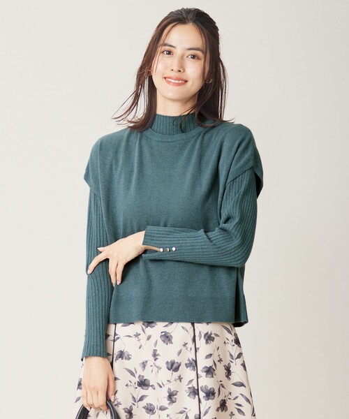 ANY SIS(エニィスィス)の「【洗える】ニットベストツイン セット(ニット/セーター・レディース・ネイビー系/ライトグレー系/パイングリーン系・2)」の2枚目の写真