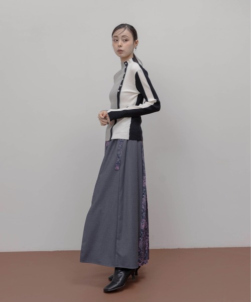 Eimee Law（エイミーロウ）の「釦付きブロック配色リブニット（ニット/セーター・レディース・アイボリー/グレイッシュベージュ/ブラック/ブラック系/グレー系/アイボリー系/グレー/ブラック系1/ブラウン/アイボリー系1・38/FREE）」の12枚目の写真