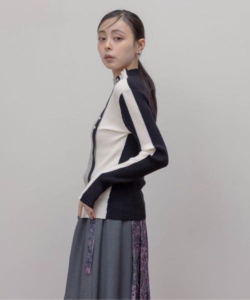 釦付きブロック配色リブニット（ニット/セーター）｜Eimee Law