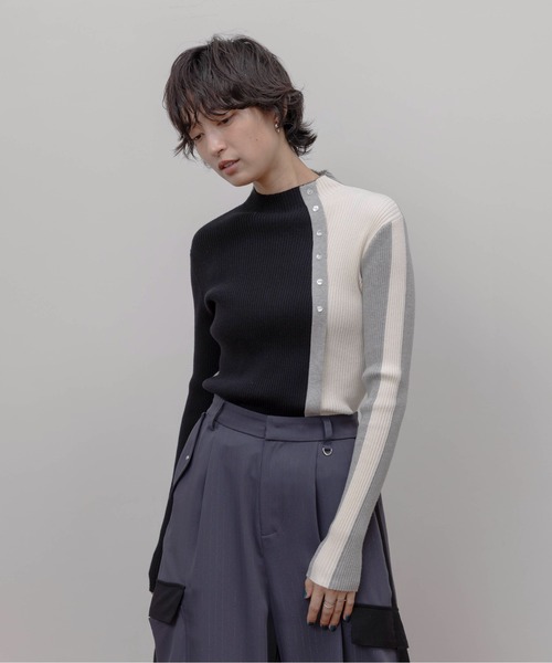 釦付きブロック配色リブニット Eimee Law│Eimee Law & LHELBIE 公式