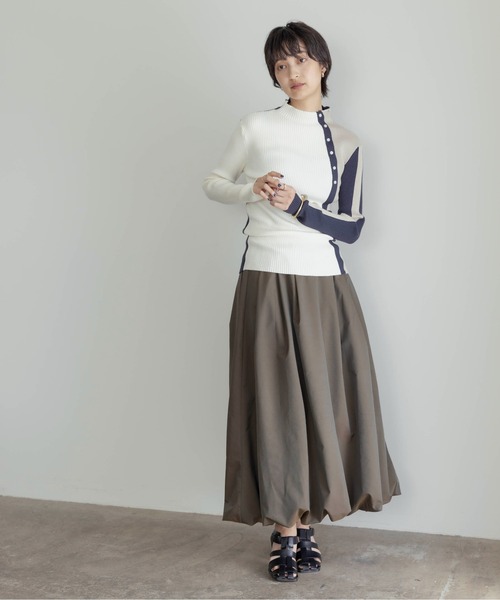 ニット セーター 釦付きブロック配色リブニット レディース 釦付きブロック配色リブニット Eimee Law│Eimee Law & LHELBIE
