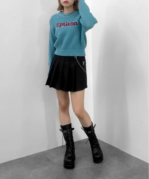 セール】【jiasecond.】ボタンデザインクロップドロゴニット