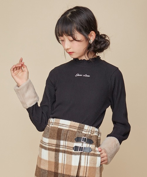 JENNI love（ジェニィラブ）の「そでフェイクファー起毛リブトップス