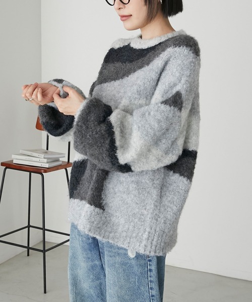 【美品✨】CLANE ふわふわ　モヘヤオーバーニット　シャギー　ゆったり　抜け感 美品✨】CLANE ふわふわ モヘヤオーバーニット シャギー
