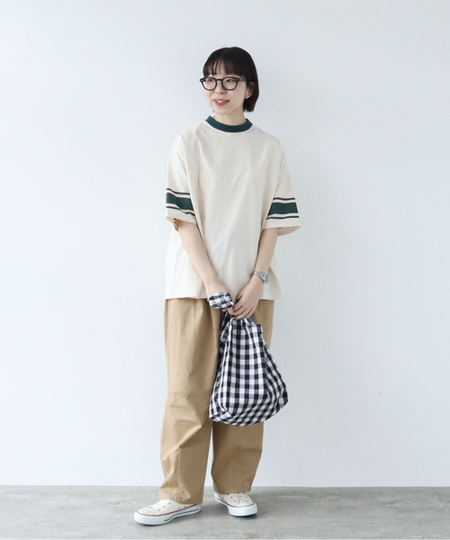 PAR ICI（パーリッシィ）の「ラインプリント カレッジ半袖プル