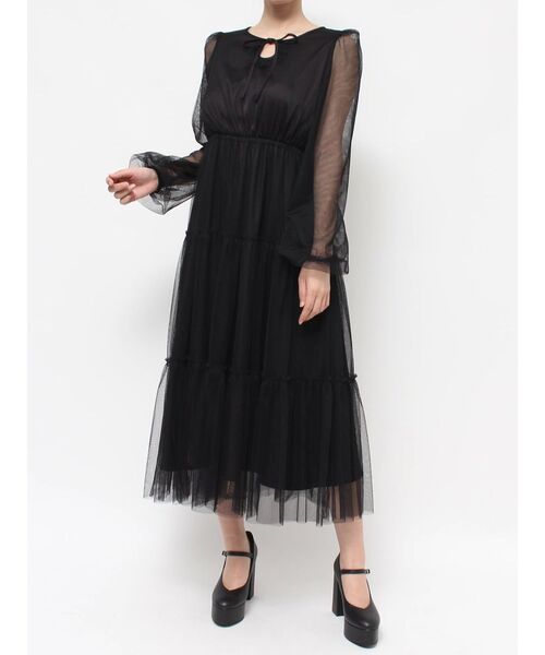 EATME（イートミー）の「デコルテティアードワンピース（ワンピース・レディース・グリーン/アイボリー/ブラック・SMALL/MEDIUM）」の9枚目の写真