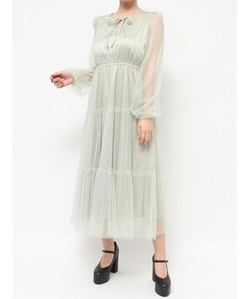 EATME（イートミー）の「デコルテティアードワンピース（ワンピース・レディース・グリーン/アイボリー/ブラック・SMALL/MEDIUM）」の8枚目の写真