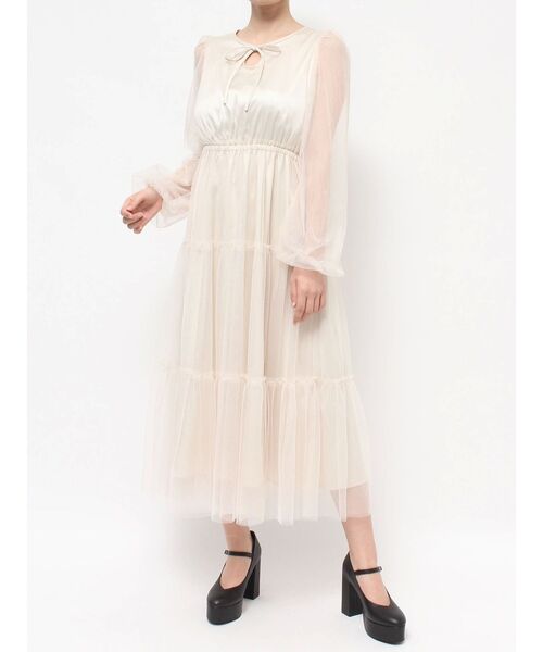 EATME（イートミー）の「デコルテティアードワンピース（ワンピース・レディース・グリーン/アイボリー/ブラック・SMALL/MEDIUM）」の7枚目の写真