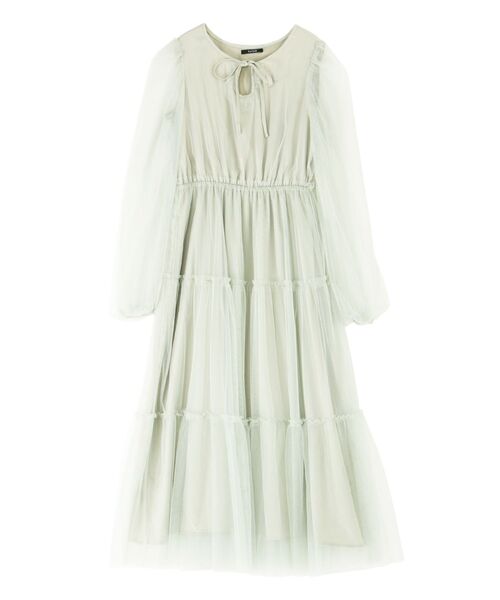 EATME（イートミー）の「デコルテティアードワンピース（ワンピース・レディース・グリーン/アイボリー/ブラック・SMALL/MEDIUM）」の4枚目の写真