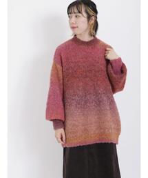 Samansa Mos2 | 段染めブークレハイネックプルオーバー(ニット/セーター)