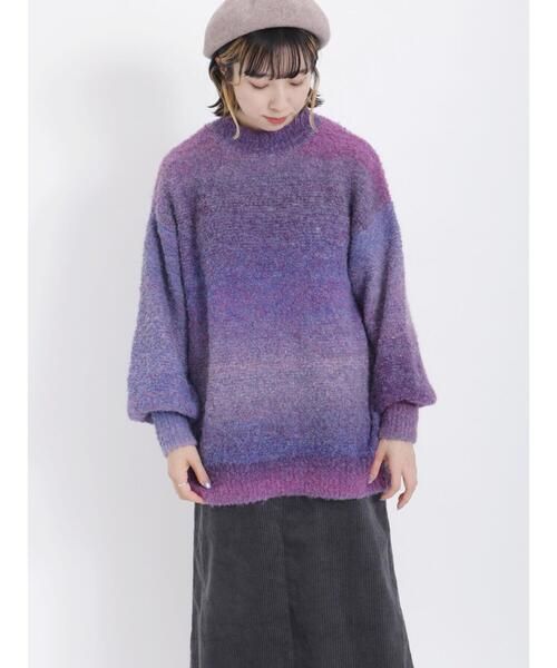 Samansa Mos2（サマンサ モスモス）の「段染めブークレハイネックプルオーバー（ニット/セーター・レディース・ベージュ/オレンジ/パープル・F）」の13枚目の写真