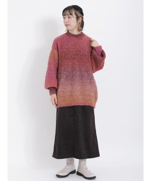 Samansa Mos2（サマンサ モスモス）の「段染めブークレハイネックプルオーバー（ニット/セーター・レディース・ベージュ/オレンジ/パープル・F）」の6枚目の写真