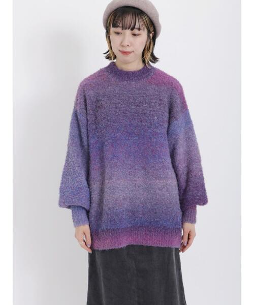 Samansa Mos2（サマンサ モスモス）の「段染めブークレハイネックプルオーバー（ニット/セーター・レディース・ベージュ/オレンジ/パープル・F）」の12枚目の写真