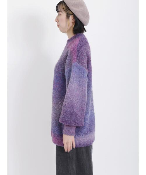 Samansa Mos2（サマンサ モスモス）の「段染めブークレハイネックプルオーバー（ニット/セーター・レディース・ベージュ/オレンジ/パープル・F）」の9枚目の写真