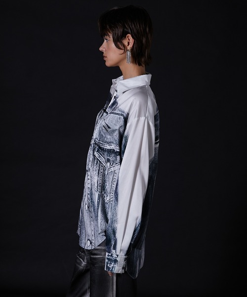 PRANK PROJECT（プランクプロジェクト）の「デニムプリントシャツ / Denim Printed Shirt（シャツ/ブラウス・レディース・ブルー/ブラック・FREE）」の6枚目の写真