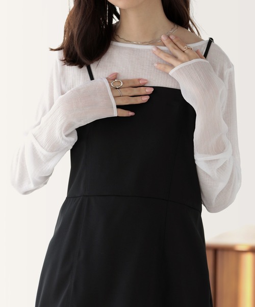 nouvellemoi（ヌーベルモイ）の「袖切り替えシアートップス（Tシャツ/カットソー・レディース・ホワイト/グレー/ブラック/ベージュ・L/M）」の11枚目の写真