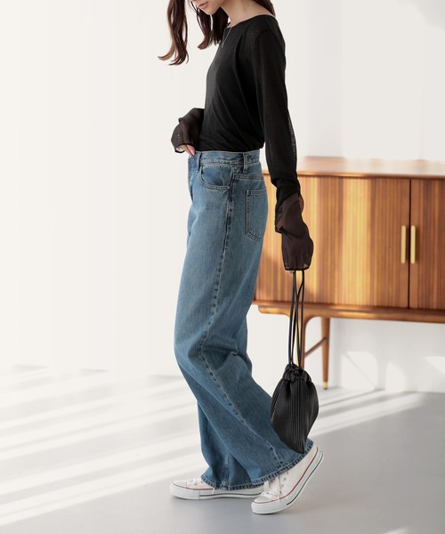 nouvellemoi（ヌーベルモイ）の「袖切り替えシアートップス（Tシャツ/カットソー・レディース・ホワイト/グレー/ブラック/ベージュ・L/M）」の12枚目の写真