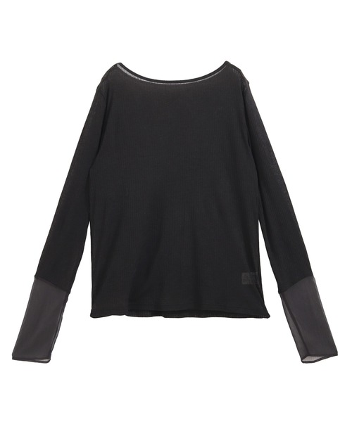 セール】袖切り替えシアートップス（Tシャツ/カットソー