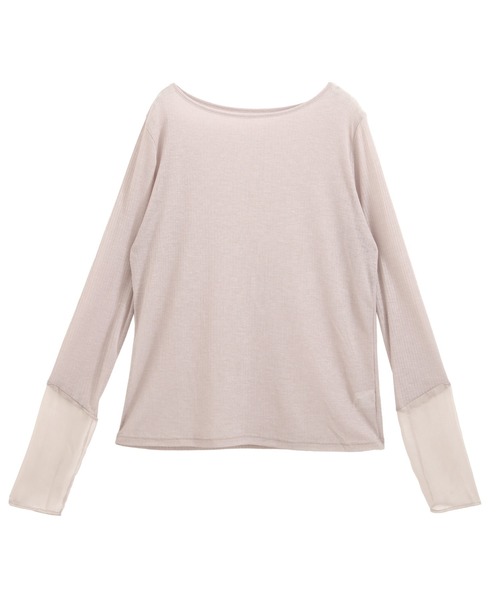 セール】袖切り替えシアートップス（Tシャツ/カットソー