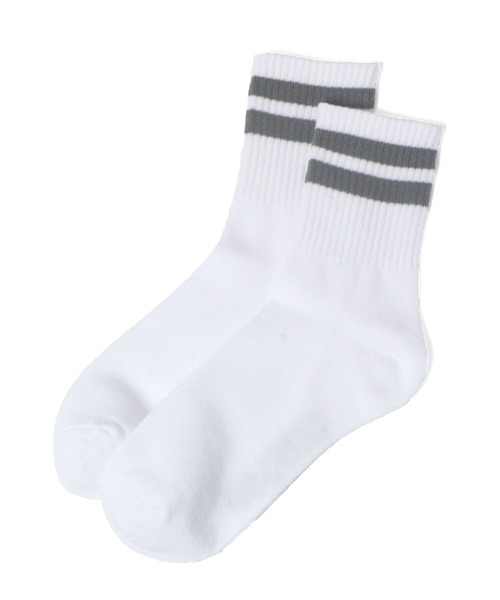 BAYFLOW（ベイフロー）の「ラインショートソックス（ソックス/靴下・レディース・ボルドー/グレー・FREE）」の3枚目の写真