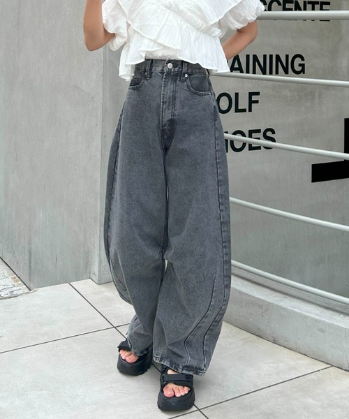 INGNI（イング）の「デニムカーブパンツ(セットアップ対応)（デニムパンツ・レディース・アイボリー/ブルー系その他3/グレー/ブルー系その他4/ブルー系その他/ライトグレー・S/M）」の3枚目の写真