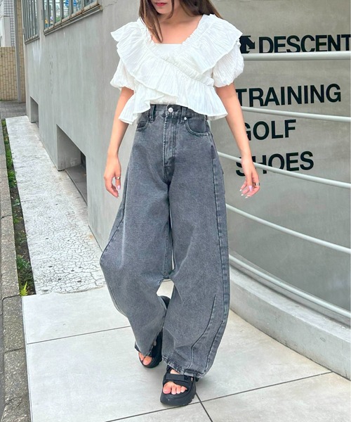 INGNI（イング）の「デニムカーブパンツ(セットアップ対応)（デニムパンツ・レディース・アイボリー/ブルー系その他3/グレー/ブルー系その他4/ブルー系その他/ライトグレー・S/M）」の15枚目の写真