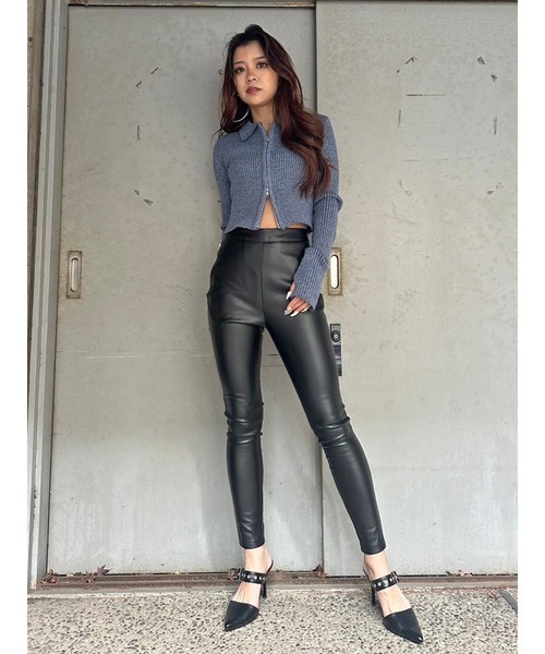 EGOIST（エゴイスト）の「ジップフェイクレザースキニーパンツ（その他パンツ・レディース・ブラック・SS/S/M）」の4枚目の写真