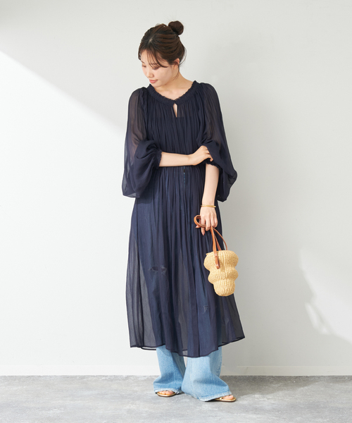 plage（プラージュ）の「SHEER PLEATS LONG ドレス（ワンピース