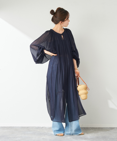 plage（プラージュ）の「SHEER PLEATS LONG ドレス（ワンピース）」 - WEAR