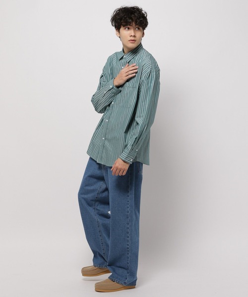 niko and...（ニコアンド）の「イージーケアタックスリーブシャツ ストライプシャツ（シャツ/ブラウス・メンズ・オフホワイト/ブルー/グリーン/ライトグレー・MEDIUM/LARGE）」の16枚目の写真