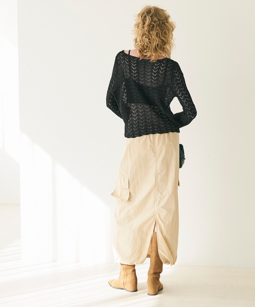 coca（coca）（コカ）の「クロシェフレアスリーブニット（ニット/セーター・レディース・ホワイト/ブラック・ONE SIZE）」の12枚目の写真