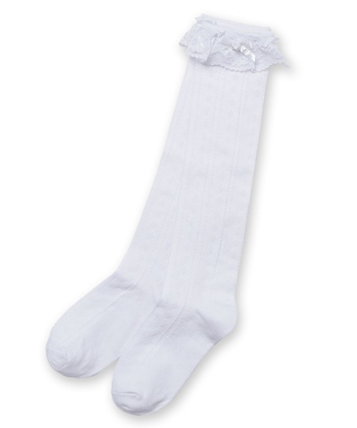 CHOPIN(ショパン)の「フリルハイソックス(ソックス/靴下・キッズ・ホワイト・13-15cm/16-18cm/19-21cm/22-24cm)」の5枚目の写真