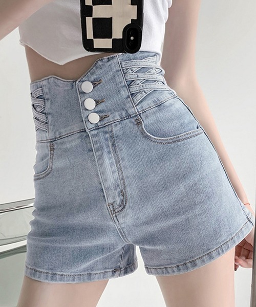 セール】デニム ショートパンツ レディース 美脚（デニムパンツ