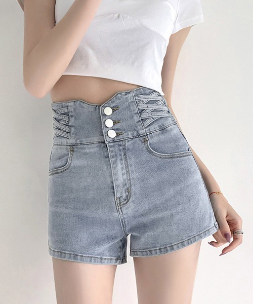 Miniministore(ミニミニストア)の「デニム ショートパンツ レディース 美脚(デニムパンツ・レディース・チャコールグレー/サックスブルー/ブラック・XL/M/L)」の9枚目の写真