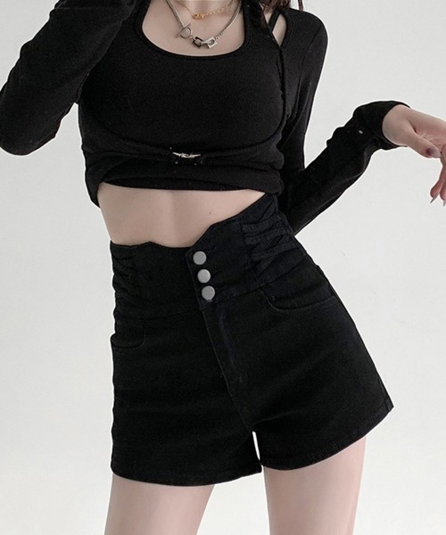 Miniministore(ミニミニストア)の「デニム ショートパンツ レディース 美脚(デニムパンツ・レディース・チャコールグレー/サックスブルー/ブラック・XL/M/L)」の12枚目の写真