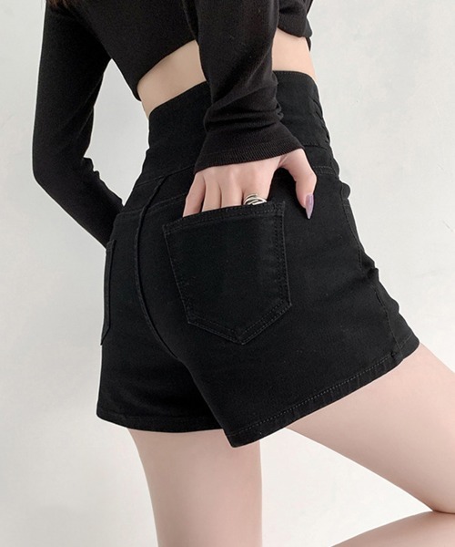 Miniministore(ミニミニストア)の「デニム ショートパンツ レディース 美脚(デニムパンツ・レディース・チャコールグレー/サックスブルー/ブラック・XL/M/L)」の14枚目の写真