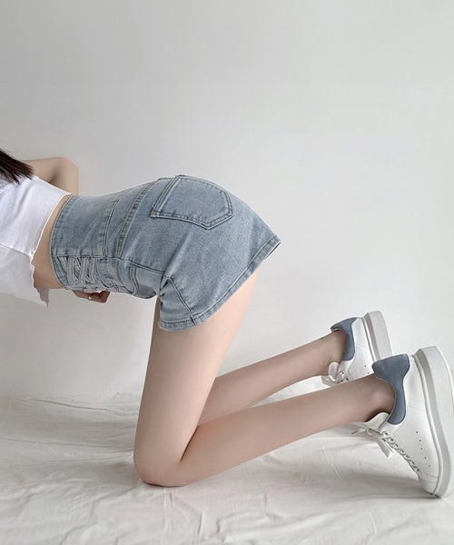 Miniministore(ミニミニストア)の「デニム ショートパンツ レディース 美脚(デニムパンツ・レディース・チャコールグレー/サックスブルー/ブラック・XL/M/L)」の16枚目の写真