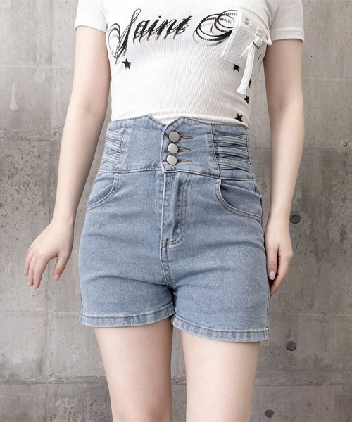 Miniministore(ミニミニストア)の「デニム ショートパンツ レディース 美脚(デニムパンツ・レディース・チャコールグレー/サックスブルー/ブラック・XL/M/L)」の21枚目の写真