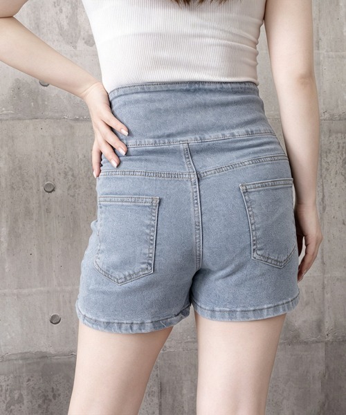 Miniministore(ミニミニストア)の「デニム ショートパンツ レディース 美脚(デニムパンツ・レディース・チャコールグレー/サックスブルー/ブラック・XL/M/L)」の4枚目の写真