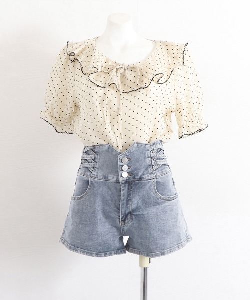 Miniministore(ミニミニストア)の「デニム ショートパンツ レディース 美脚(デニムパンツ・レディース・チャコールグレー/サックスブルー/ブラック・XL/M/L)」の5枚目の写真