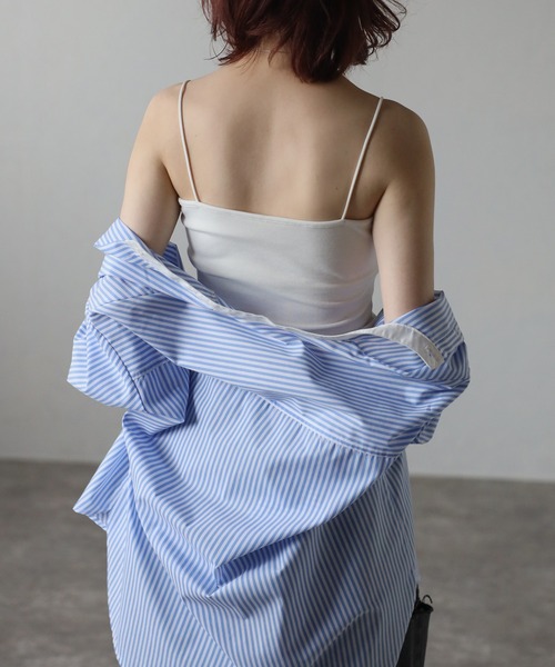 Bonjour Sagan（ボンジュールサガン）の「カップ付きベアキャミソール（キャミソール・レディース・グレイッシュベージュ/アイボリー/オフホワイト/チャコールグレー/ブラック・FREE）」の9枚目の写真