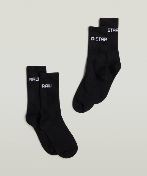 G-STAR(ジースター)の「SPORT SOCK 2-PACK/ロゴソックス/2足セット(ソックス/靴下・メンズ・ダークブラック/ホワイト・23-25/25-27/27-29)」の2枚目の写真